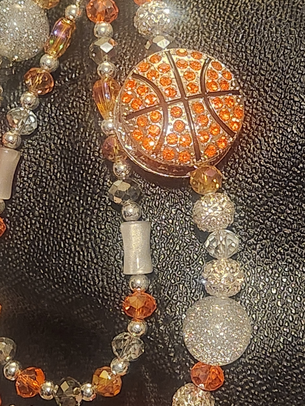 Sparkling Orange Basketball Charm for Bag/Phone